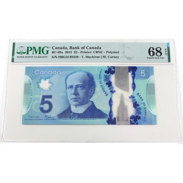 BC-69a 2013 $5 PMG GEM UNC68 EPQ Macklem-Carney SN: HBG3149320