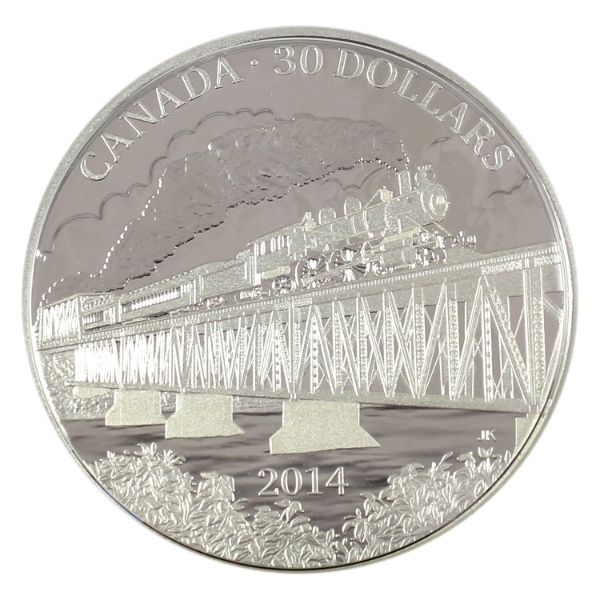 2014 $30 Grand Trunk Pacific Railway .9999 Fine Silver Coin (Tax Exempt)