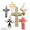 Image 1 : Estate Lot Vintage Stone/Glass Cross Pendant Collection. 6pcs