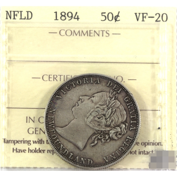 Newfoundland 50-cent 1894 ICCS VF20