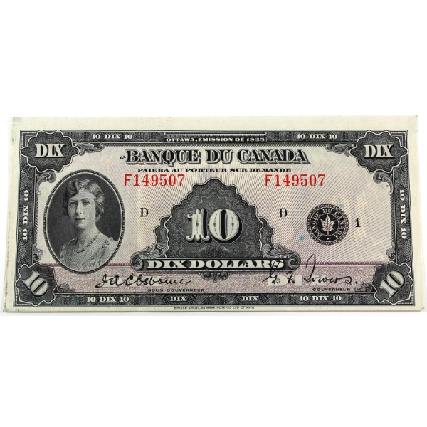 BC-8 1935 $10 French EF40 Osborne-Towers SN: F149507 Check Letter D 