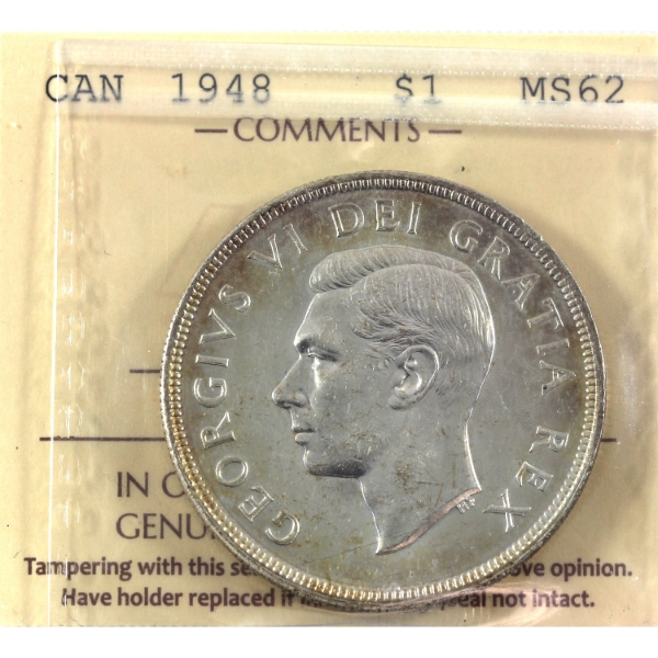 Silver $1 1948 ICCS MS62