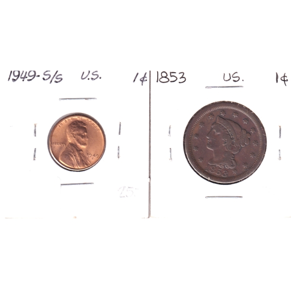 USA 1853 & 1949 1-cent. 2pcs.