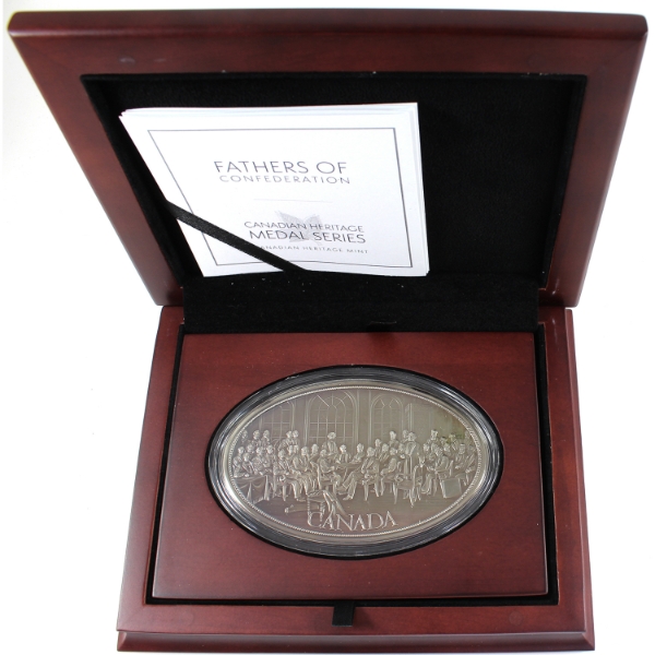 Canadian Heritage Mint 1867-2017 Fathers of Confederation 5oz Fine Silver Medal w/ Antique Finish