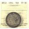 Image 1 : Newfoundland 50-cent 1894 ICCS VF30
