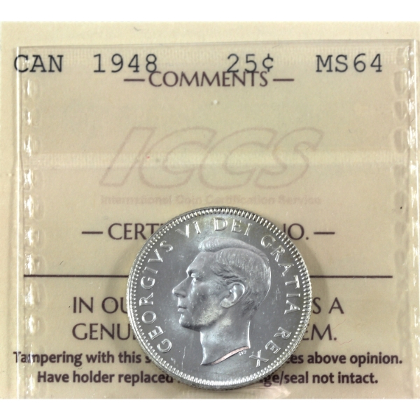 25-cent 1948 ICCS MS64