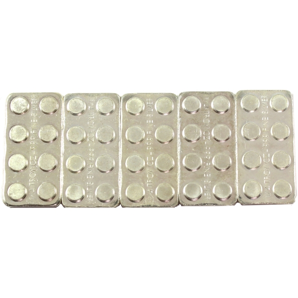 5x 1/4oz Monarch Precious Metals Building Blocks .999 Fine Silver Bars. 5pcs. (Tax Exempt)