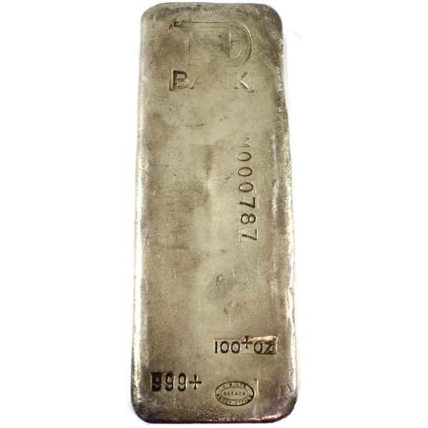 100oz Johnson Matthey Canada-TD Bank 1st Series .999+ Silver Bar. Mintage of <250! (Tax Exempt)