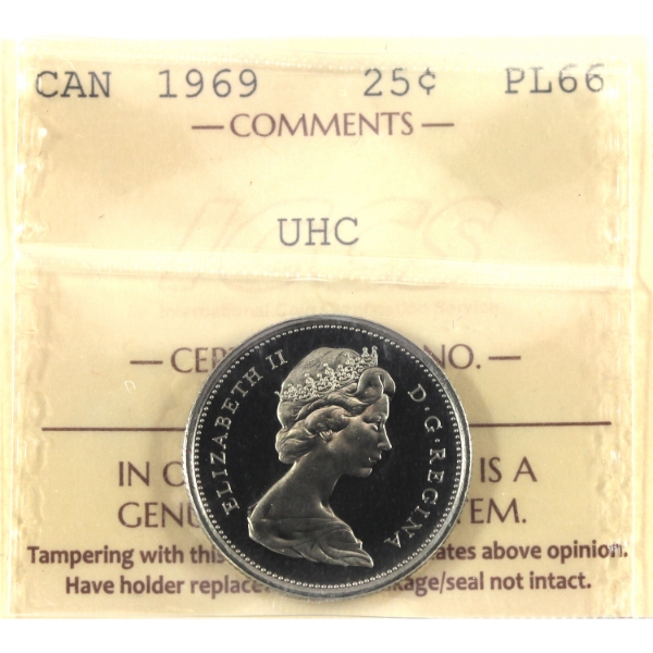 25-cent 1969 ICCS PL66 Ultra Heavy Cameo