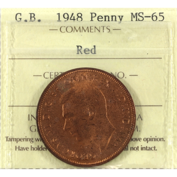 Great Britain 1948 Penny ICCS MS65 Red