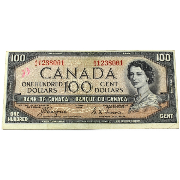 BC-35a 1954 $100 Devil's Face VF Coyne-Towers SN:A/J1238061 