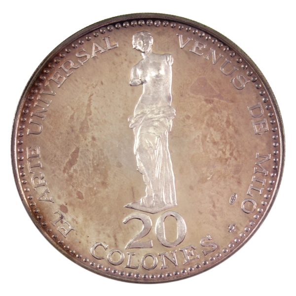 Costa Rica 1969 20 Colones Universal Art - Venus de Milo .999 Fine Silver Coin (Tax Exempt)