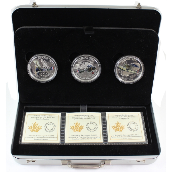 2016 $20 Aircraft of WWI 3-Coin Set in Deluxe Case (Tax Exempt)