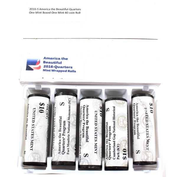 USA 2016S Theodore Roosevelt National Park S Mint mark Special Wrapped Rolls. 5 Rolls.
