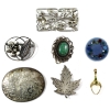 Image 1 : Lot of 7x Various Sterling Silver Brooches & Pendants. 7pcs