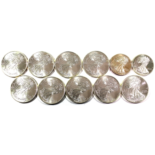 5oz Lot Total! 1/2oz & 1/4oz Golden State Mint Silver Eagle Replica .999 Fine Silver Rounds. 11pcs.