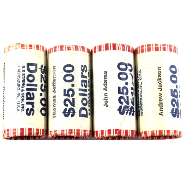 4x USA Presidential Dollar Original Rolls of 25pcs. 4 Rolls.