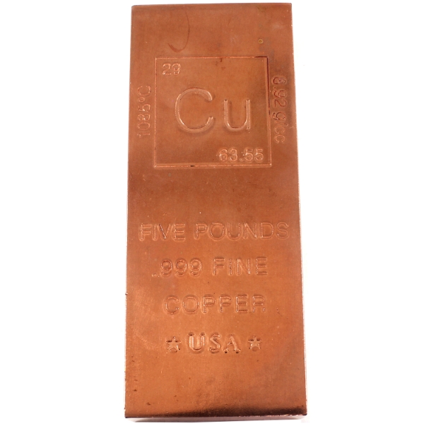 5 Pound USA .999 Fine Copper Bar