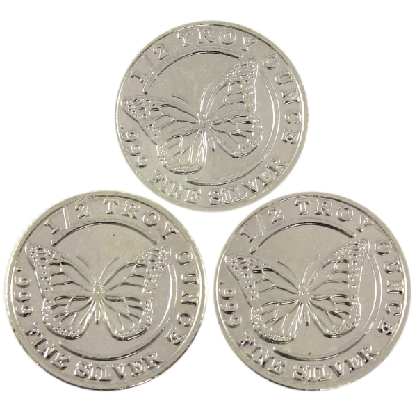 3x 1/2oz MPM Butterfly .999 Fine Silver Rounds. 3pcs. (Tax Exempt)