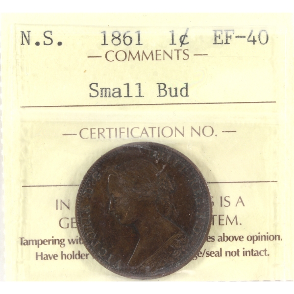 Nova Scotia 1-cent 1861 Small Bud ICCS EF40