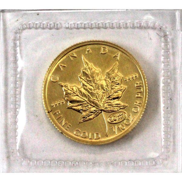 1/10oz 1999 $5 Gold Maple Leaf 20 Years ANS Privy .9999 Fine Gold Coin (Tax Exempt)
