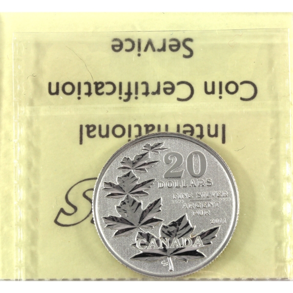 2011 $20 Five Maples 7.96g .9999 Fine Silver Coin ICCS SP67 (Tax Exempt)