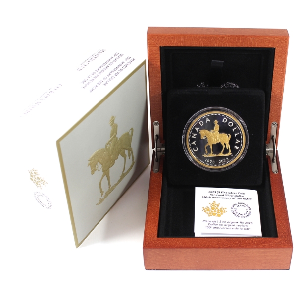 2023 $1 Renewed Silver Dollar: 150th Anniversary of the RCMP .9999 Fine Silver Dollar (Tax Exempt)