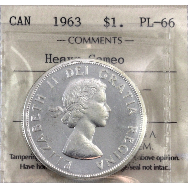 Silver $1 1963 ICCS PL66 Heavy Cameo