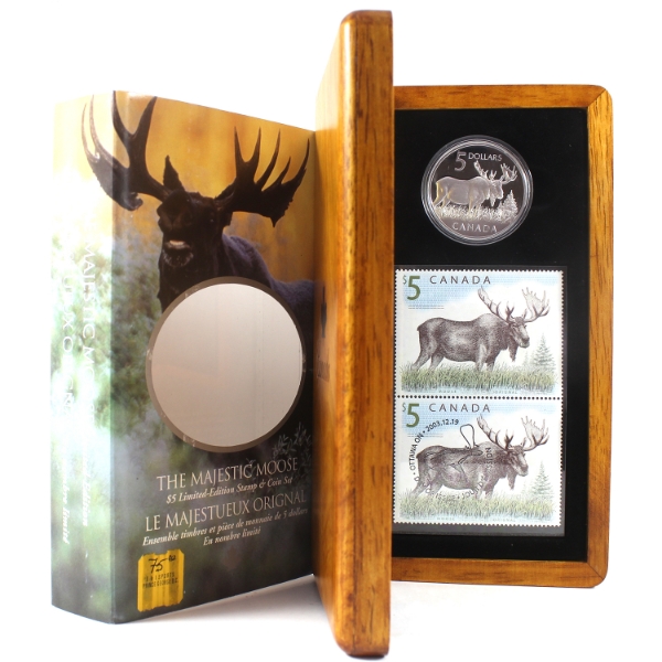 2004 $5 Majestic Moose Coin and Stamp Set (Tax Exempt)