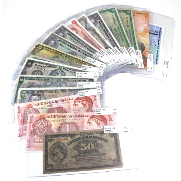 Lot of 17x Almost All Different Banknotes from Various Countries. Most notes UNC. 17pcs