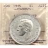 Image 1 : Silver $1 1945 5/5 Dbl HP ICCS AU50