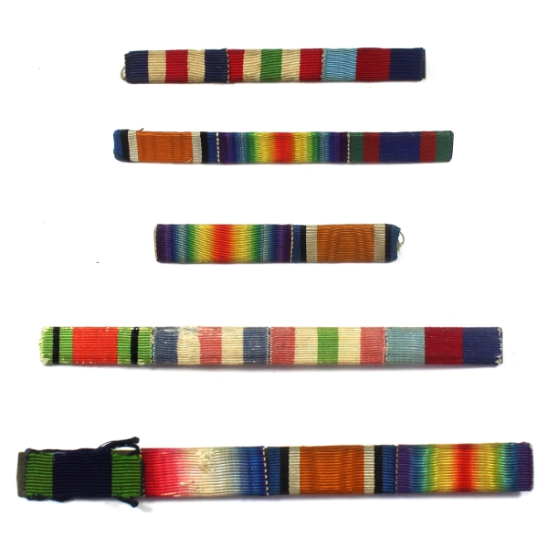 Group Lot of World War Ribbons Bars. 5pcs.
