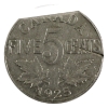 Image 1 : ERROR 5-cent 1925 Clipped Planchet VG