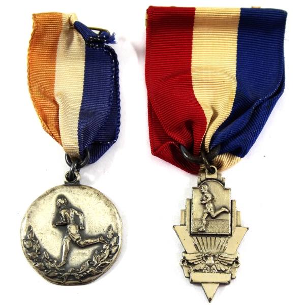1940s 2nd & 3rd Place Sterling Silver Running Medals. 2pcs.