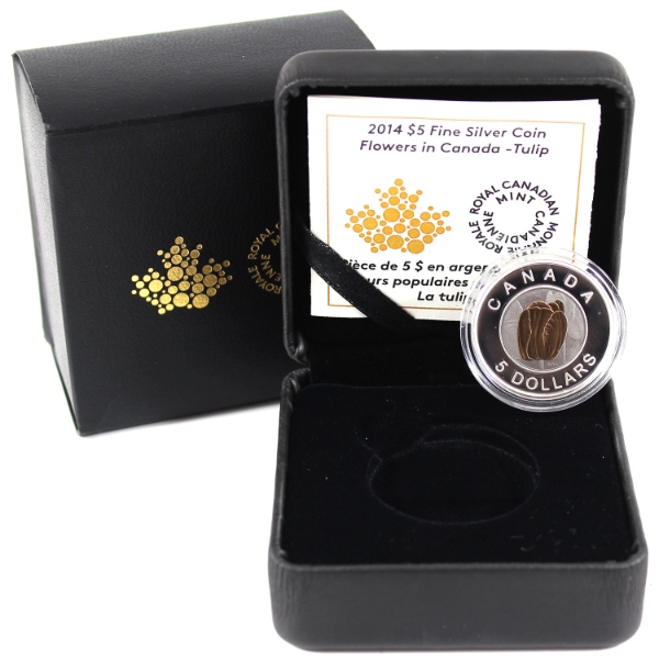2014 $5 Flowers in Canada - Tulip Fine Silver Coin (Tax Exempt)
