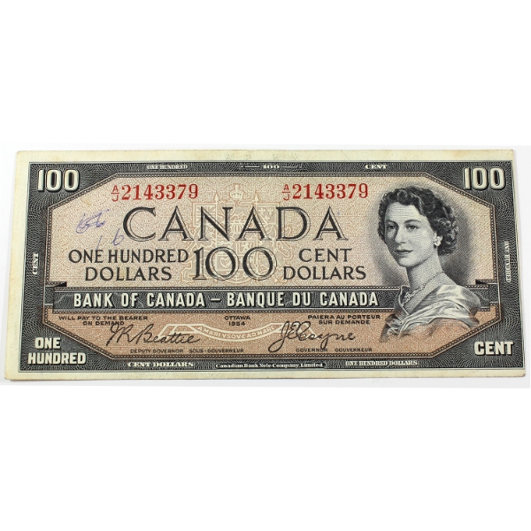 BC-35b 1954 $100 Devil's Face VF-EF Beattie-Coyne SN:A/J2143379