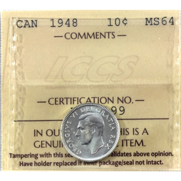 10-cent 1948 ICCS MS64