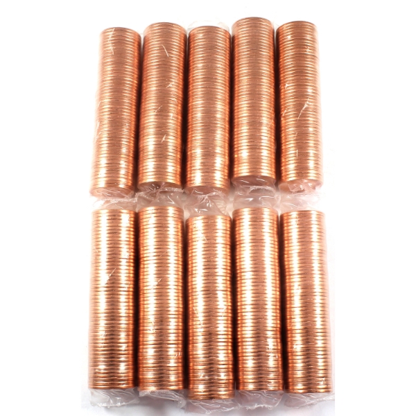 10x 1-cent 2012 Non-Magnetic Original Rolls of 50pcs. 10 Rolls.