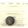 Image 1 : New Brunswick 10-cent 1864 ICCS AU50