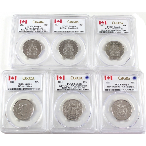 RCNA 2021-2024 50-cent PCGS Samples. 6pcs.