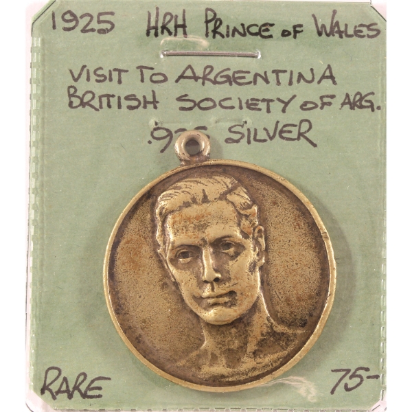 British Society of Argentina 1925 Prince of Wales' Visit to Argentina Medal 10g-Sterling Silver 31mm
