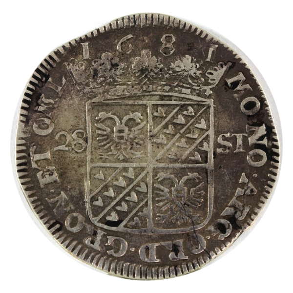 Netherlands - Groningen/Ommeland Silver 1681 Florin Extra Fine