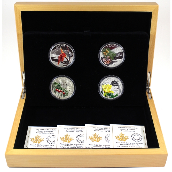 2015 $20 Forests of Canada 4-Coin Set & Deluxe Box (Tax Exempt)