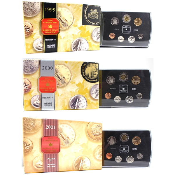 1999 Nunavut, 2000 Knowledge & 2001 Specimen Sets. 3 Sets