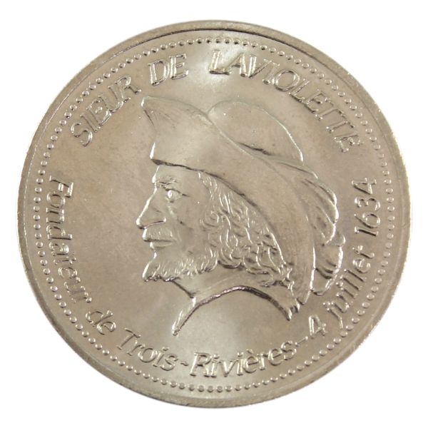SCARCE! Canada 1984 Trois-Rivières, Quebec 350th Anniversary $1 Nickel Plated Steel Token