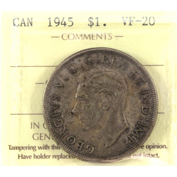 Silver $1 1945 ICCS VF20
