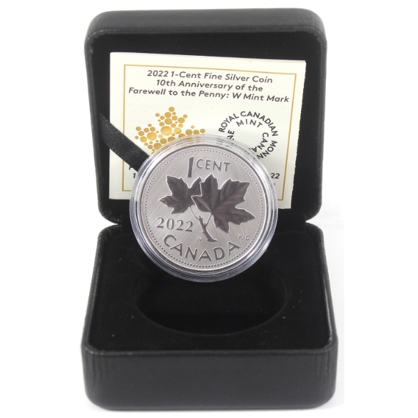 2022 1-cent 10th Ann. of the Farewell to the Penny: W Mint Mark .9999 Fine Silver Coin (Tax Exempt)