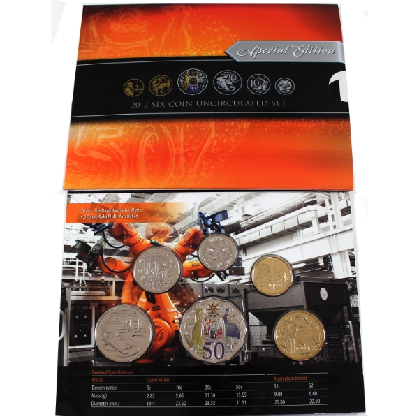 Australia 2012 Special Edition 6-Coin Uncirculated Set w/ Coloured 50-cent Coin