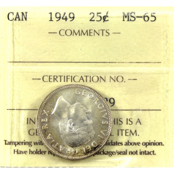 25-cent 1949 ICCS MS65
