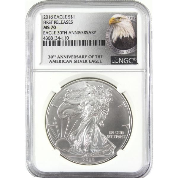 USA Silver 2016 $1 Silver Eagle 1oz .999 Fine Silver NGC MS70 *First Releases* (Tax Exempt)